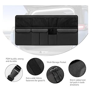 STHIRA® Car Trunk Organizer, Backseat Hanging Car Trunk Storage Box with Mesh Pockets, Waterproof Dustproof Oxford Cloth Cargo Bag Space Saver Trunk Organizer for SUV, Truck, 105x51cm STHIRA® Car Trunk Organizer, Backseat Hanging Car Trunk Storage Box with Mesh Pockets, Waterproof Dustproof Oxford Cloth Cargo Bag Space Saver Trunk Organizer for SUV, Truck, 105x51cm